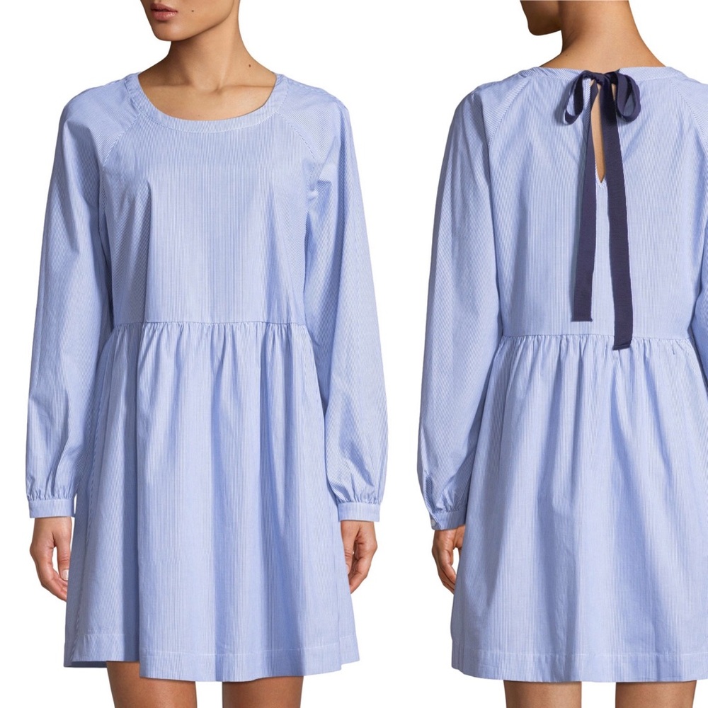 Ribbon-Tie Long-Sleeve Cotton poplin Shirtdress